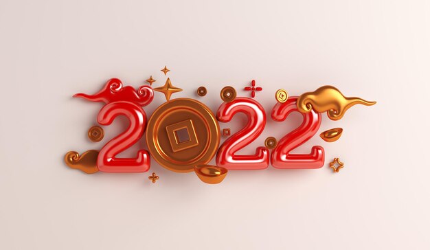 Chinese new year 2022 with gold coin cloud