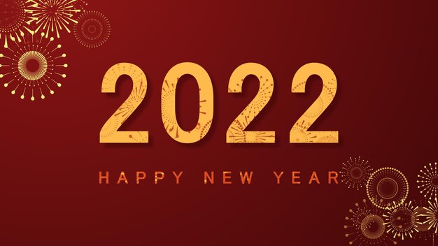 Chinese new year 2022 year of the tiger. chinese new year background with golden fireworks on red background. concept for holiday banner, chinese new year celebration background decoration.