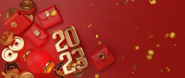 Бесплатное фото Китайский новый год 2023 фон 3d иллюстрация