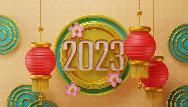 Free photo chinese new year background with lamps 3d illustration