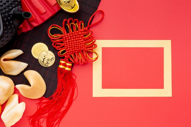 Chinese new year card mock-up with fortune cookies