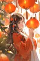Foto gratuita scena della celebrazione del capodanno cinese in stile anime