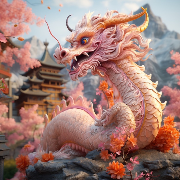 ドラゴンとの中国の新年祝い