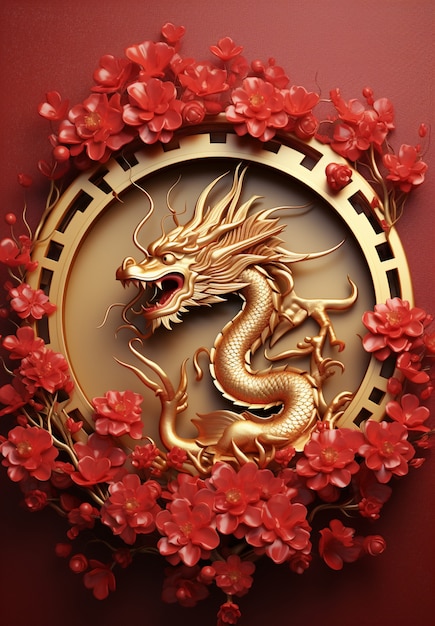 無料写真 ドラゴンとの中国の新年祝い