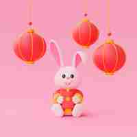 Free photo chinese new year celebration with rabbit