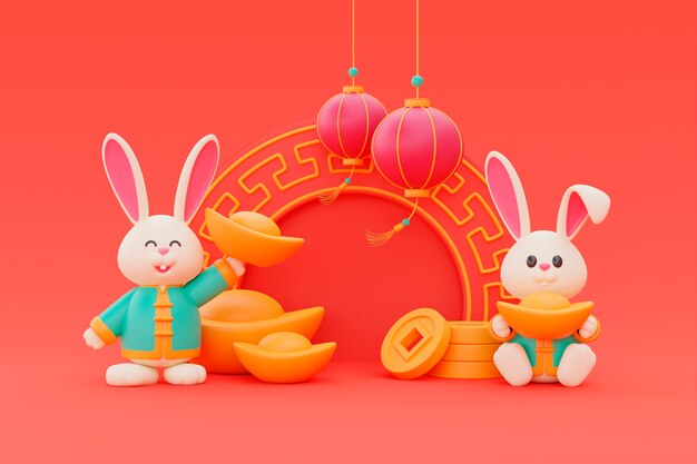 Chinese new year celebration with rabbit