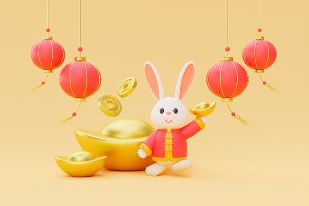 Chinese new year celebration with rabbit