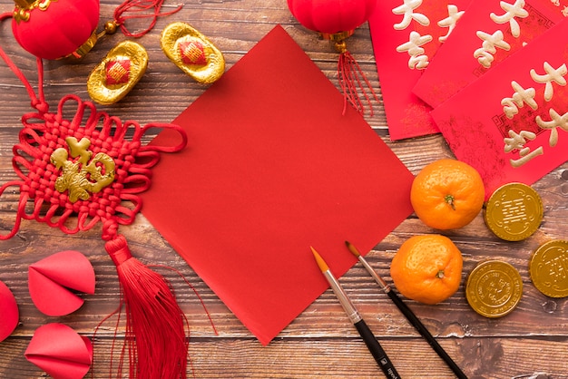 Foto gratuita composizione cinese del nuovo anno con copyspace