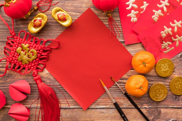 Chinese new year composition with copyspace