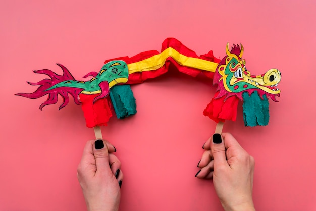 Free photo chinese new year concept with hand made dragon