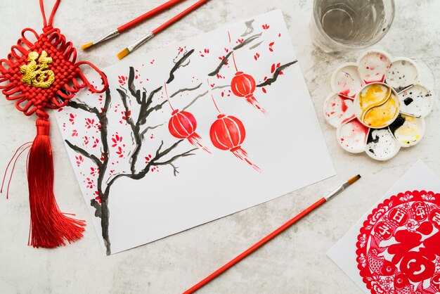 Chinese new year concept with paper