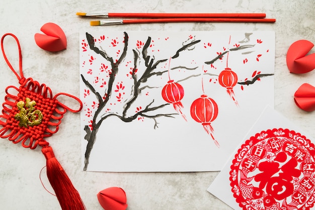 Chinese new year concept with paper