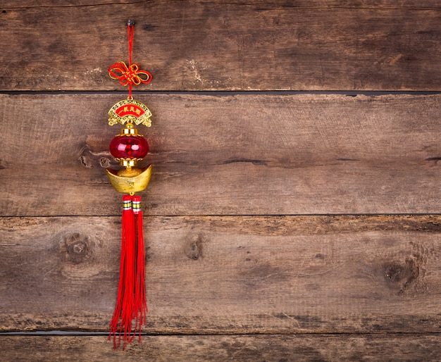 Chinese New Year decoration on wood wall