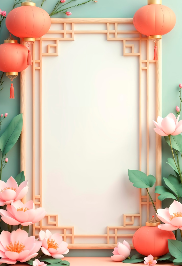 無料Photo 中国新年 フラワーフレーム