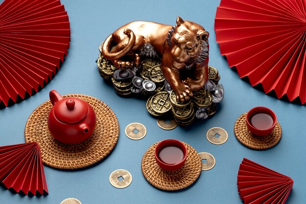 Chinese new year still life of tiger celebration