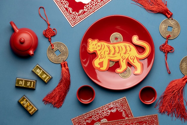 Chinese new year still life of tiger celebration