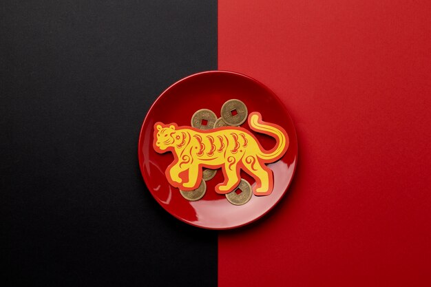 Китайский новый год натюрморт празднования тигра