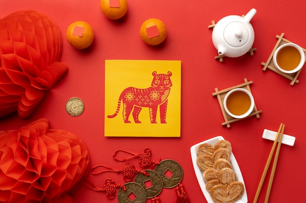 Chinese new year still life of tiger celebration