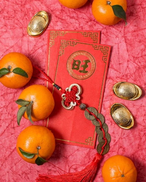 Chinese new year with mandarines