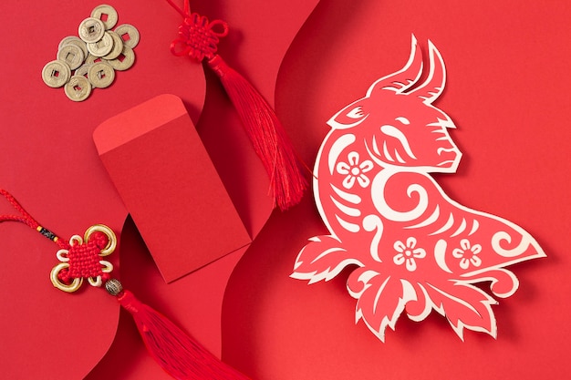 Бесплатное фото Китайский новый год с концепцией быка