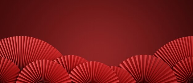 Chinese style abstract red background for product presentation 3d rendering illustration