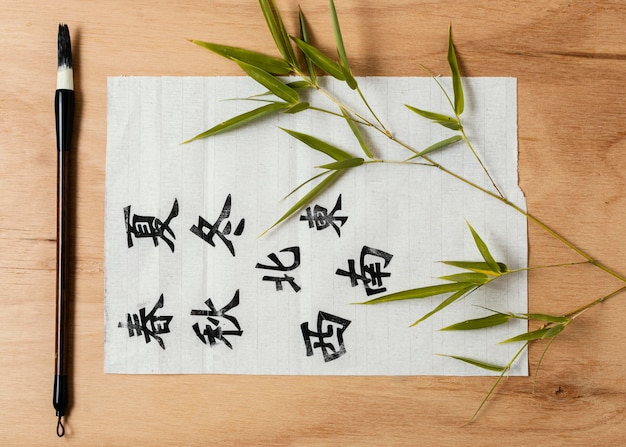 Chinese symbols written with ink