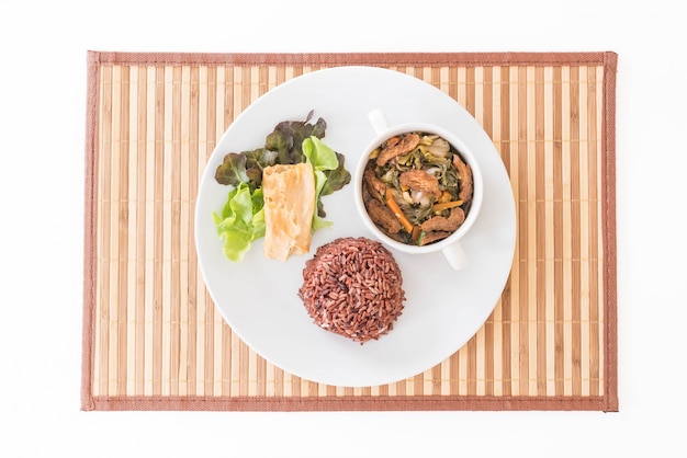 Chinese vegetable stew and tofu with berry rice