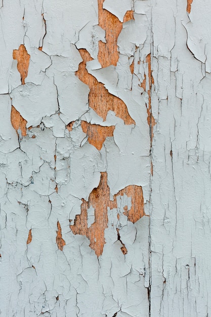 Chipping paint on wooden surface