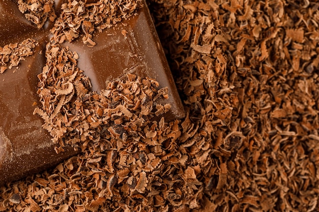 Choco bar on grated chocolate