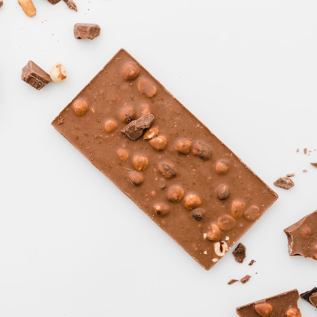 Chocolate bar with nuts