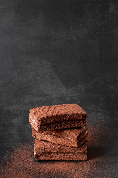 Chocolate bars with cocoa powder