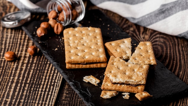 chocolate biscuits on table