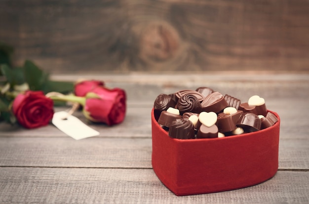 Free photo chocolate box in the foreground