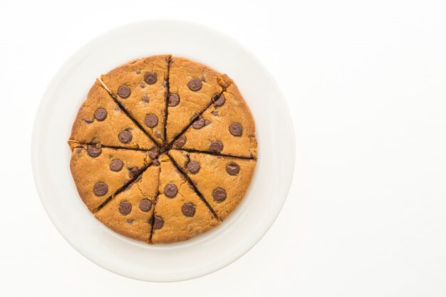 Chocolate brownies cake in white plate