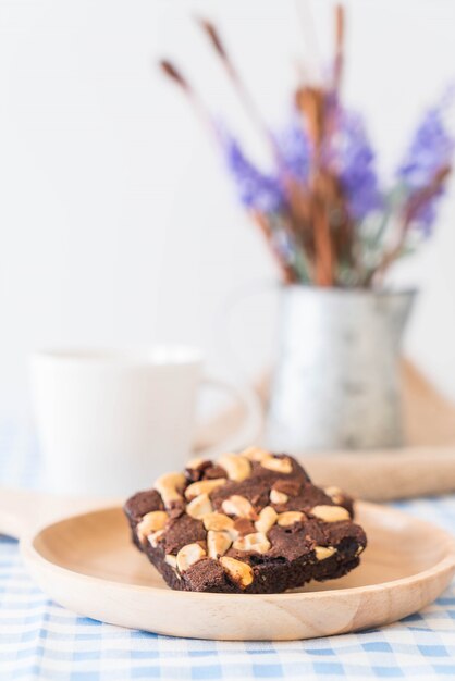 chocolate brownies on table