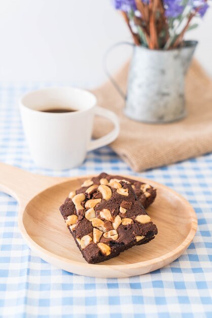 chocolate brownies on table