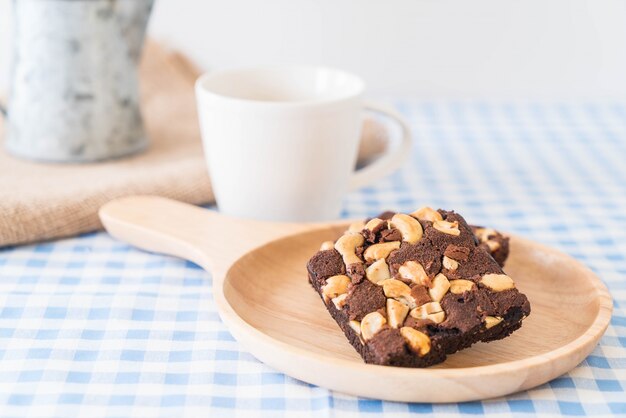 chocolate brownies on table