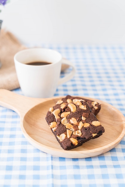 chocolate brownies on table