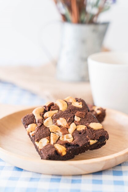 chocolate brownies on table