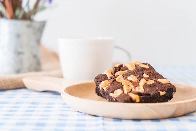 chocolate brownies on table