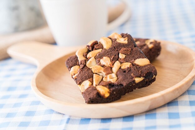 chocolate brownies on table