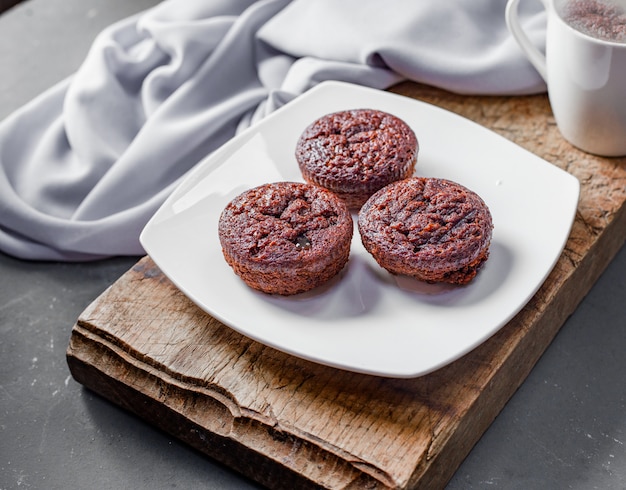 Delicious Chocolate Brownies on a Rustic Plate