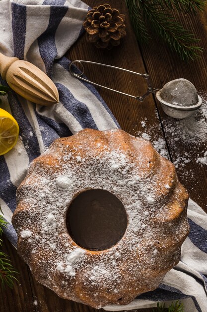 chocolate cake and citrus juicer stick