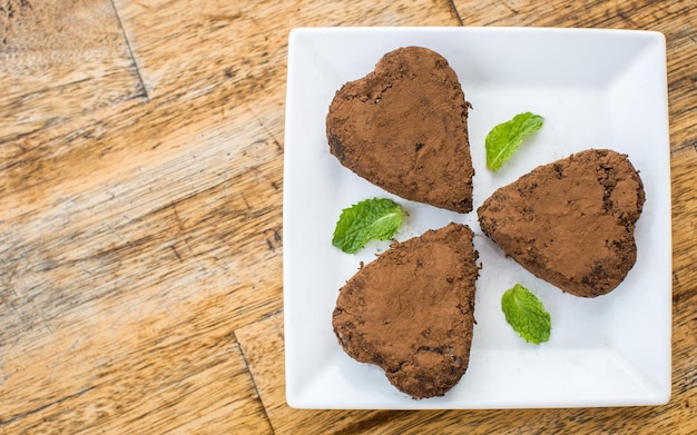 Chocolate cake in the shape of heart