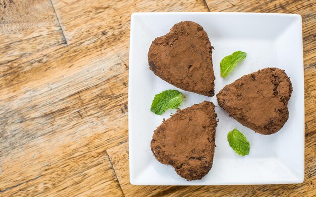 Chocolate cake in the shape of heart