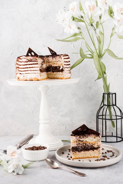 Chocolate cake on stand