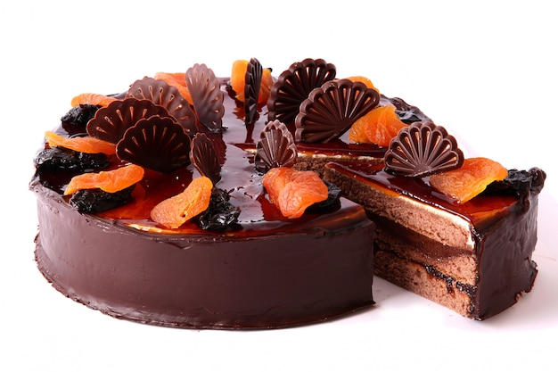 Chocolate cake with dried fruit