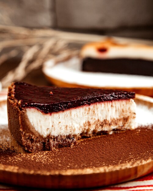 Chocolate cheesecake  side view