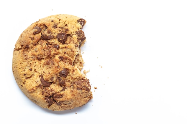 Chocolate chip cookie on white