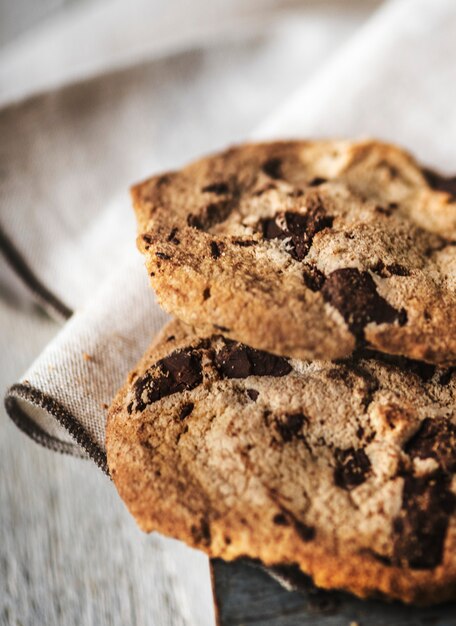 Chocolate chip cookies macro shot